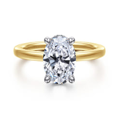 Austria - 14K White-Yellow Gold Hidden Halo Oval Diamond Engagement Ring