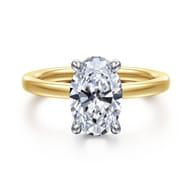 Austria - 14K White-Yellow Gold Hidden Halo Oval Diamond Engagement Ring