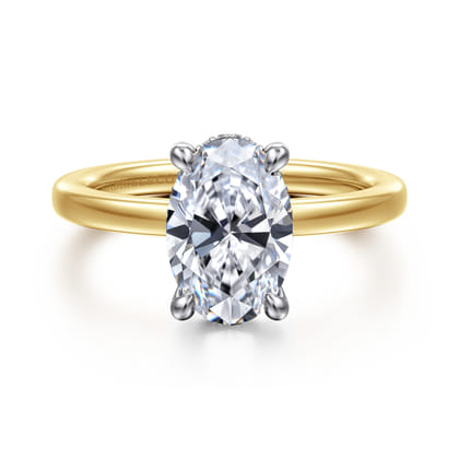 Austria - 14K White-Yellow Gold Hidden Halo Oval Diamond Engagement Ring