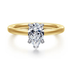 Austria - 14K White-Yellow Gold Hidden Halo Pear Shape Diamond Engagement Ring