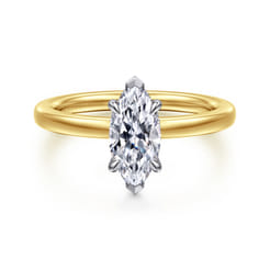 Austria - 14K White-Yellow Gold Hidden Radiant Cut Diamond Engagement Ring