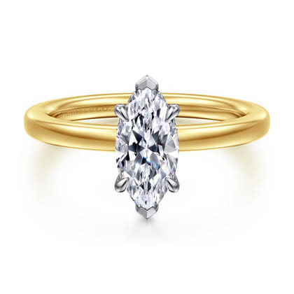 Austria - 14K White-Yellow Gold Hidden Radiant Cut Diamond Engagement Ring