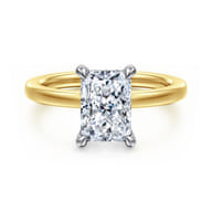 Austria - 14K White-Yellow Gold Hidden Radiant Cut Diamond Engagement Ring