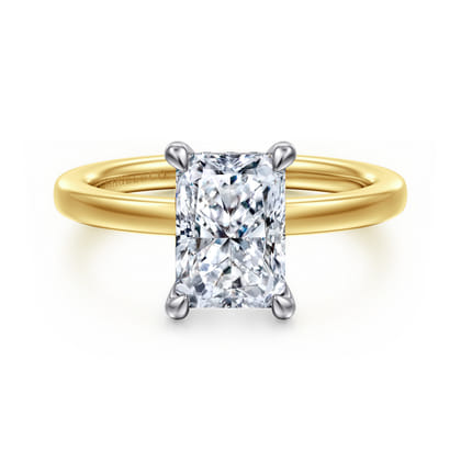 Austria - 14K White-Yellow Gold Hidden Radiant Cut Diamond Engagement Ring