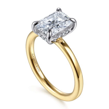 Austria - 14K White-Yellow Gold Hidden Radiant Cut Diamond Engagement Ring