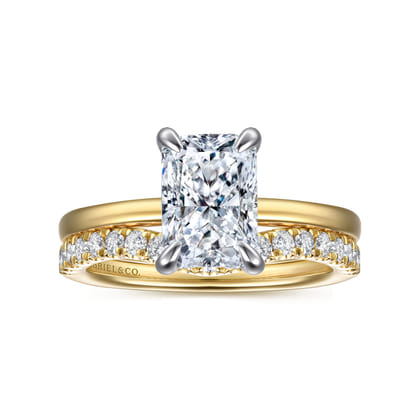 Austria - 14K White-Yellow Gold Hidden Radiant Cut Diamond Engagement Ring