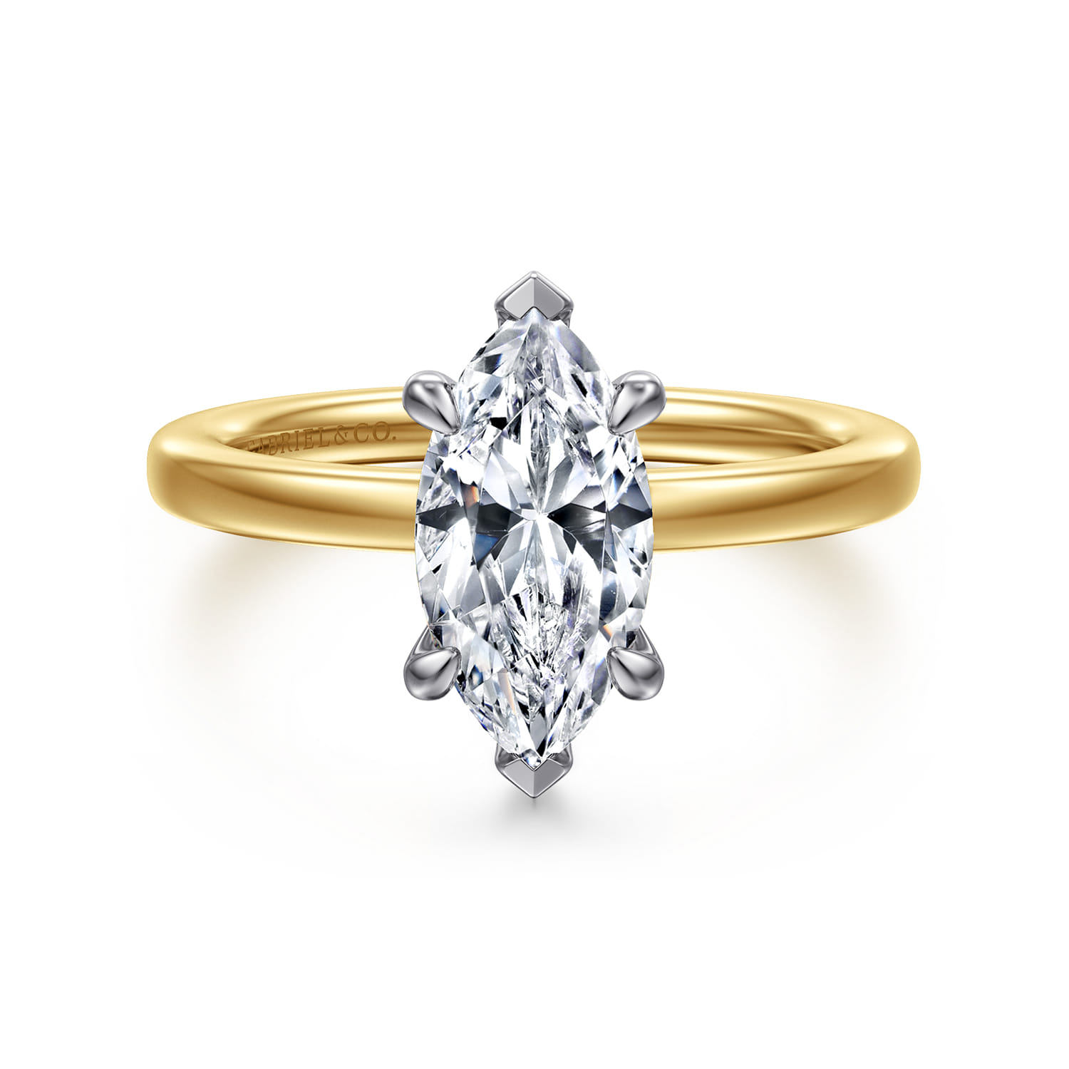 Austria - 14K White-Yellow Gold Marquise Shape Diamond Engagement Ring
