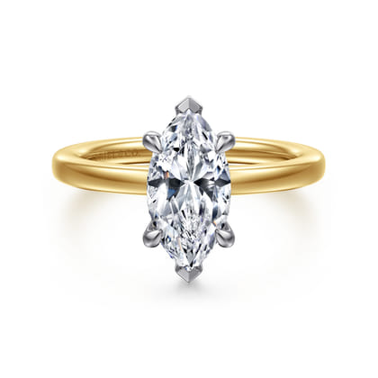 Austria - 14K White-Yellow Gold Marquise Shape Diamond Engagement Ring