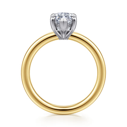Austria - 14K White-Yellow Gold Marquise Shape Diamond Engagement Ring
