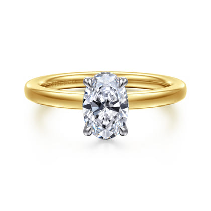 Austria - 14K White-Yellow Gold Oval Diamond Engagement Ring