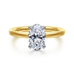 Austria - 14K White-Yellow Gold Oval Diamond Engagement Ring