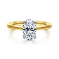 Austria - 14K White-Yellow Gold Oval Diamond Engagement Ring