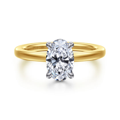 Austria - 14K White-Yellow Gold Oval Diamond Engagement Ring