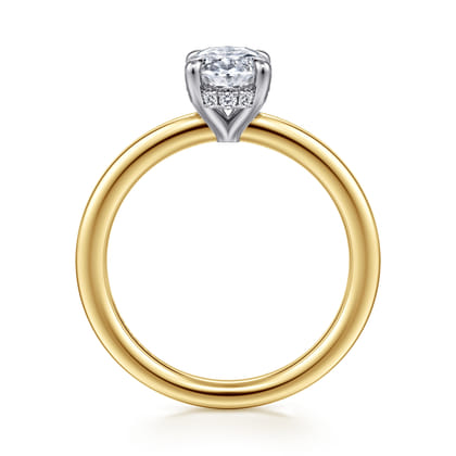 Austria - 14K White-Yellow Gold Oval Diamond Engagement Ring