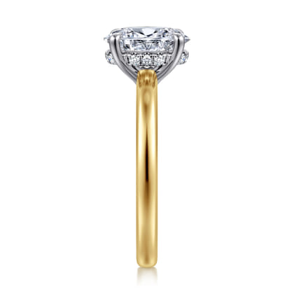 Austria - 14K White-Yellow Gold Oval Diamond Engagement Ring