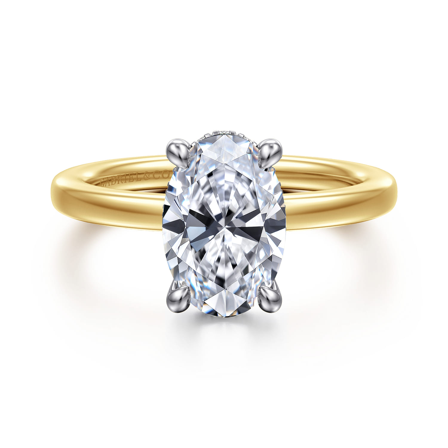 Austria - 14K White-Yellow Gold Oval Diamond Engagement Ring
