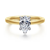 Austria - 14K White-Yellow Gold Pear Shape Diamond Engagement Ring