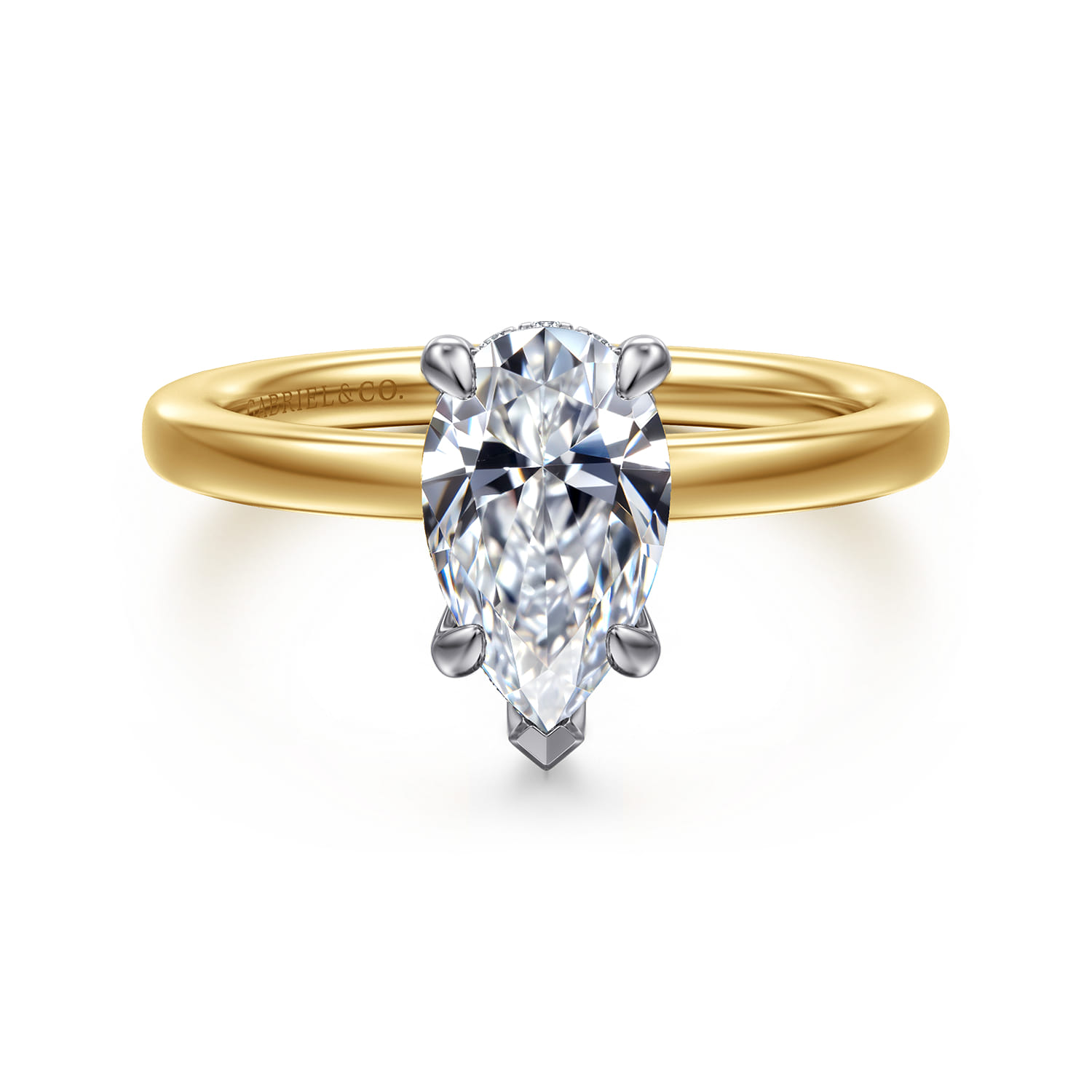 Austria - 14K White-Yellow Gold Pear Shape Diamond Engagement Ring