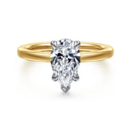 Austria - 14K White-Yellow Gold Pear Shape Diamond Engagement Ring