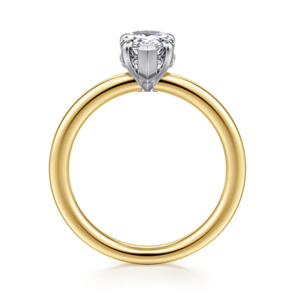 Austria - 14K White-Yellow Gold Pear Shape Diamond Engagement Ring