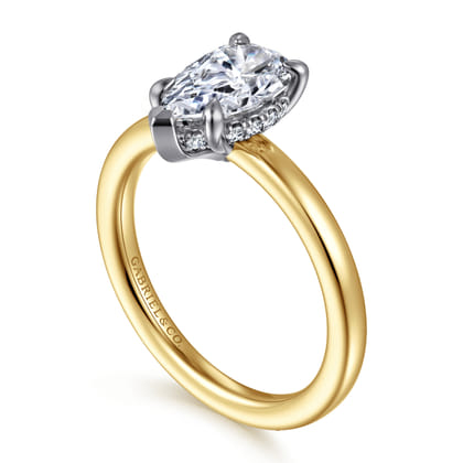 Austria - 14K White-Yellow Gold Pear Shape Diamond Engagement Ring