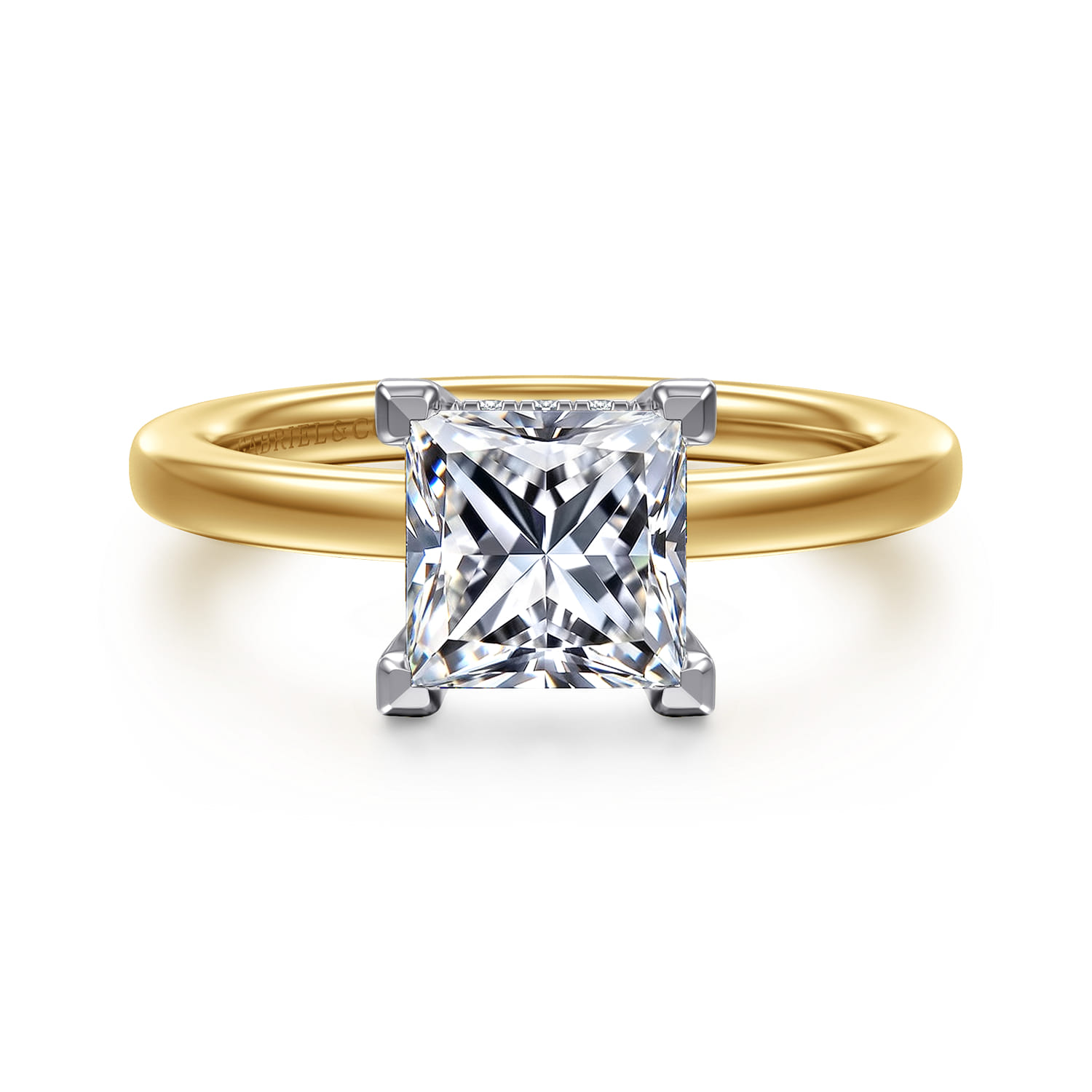 Austria - 14K White-Yellow Gold Princess Cut Diamond Engagement Ring