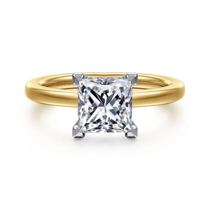 Austria - 14K White-Yellow Gold Princess Cut Diamond Engagement Ring