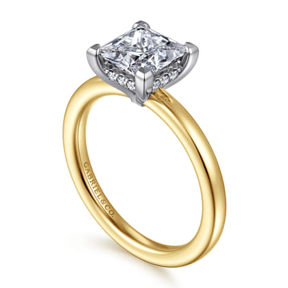 Austria - 14K White-Yellow Gold Princess Cut Diamond Engagement Ring