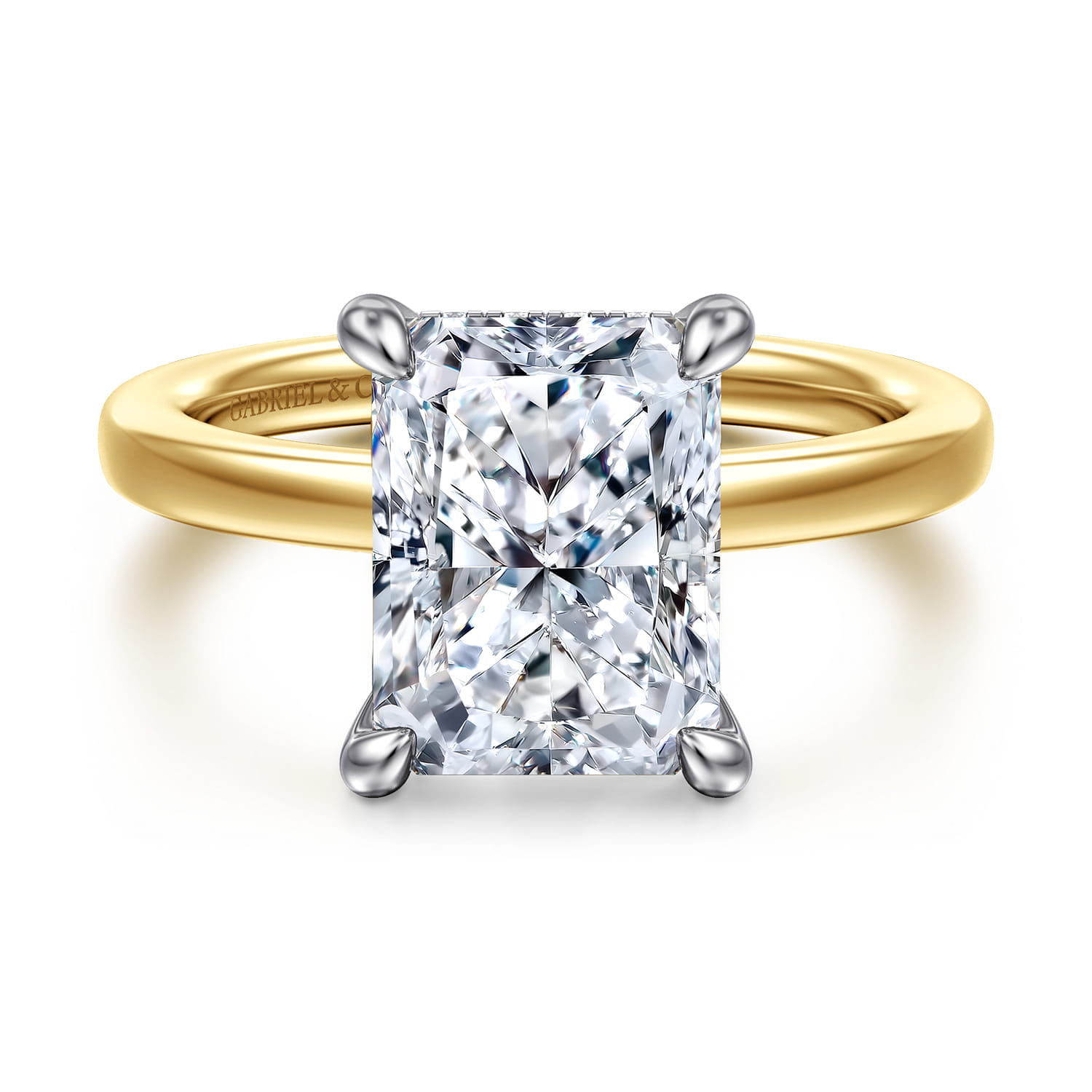Austria - 14K White-Yellow Gold Radiant Cut Diamond Engagement Ring