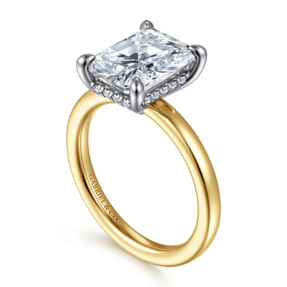 Austria - 14K White-Yellow Gold Radiant Cut Diamond Engagement Ring