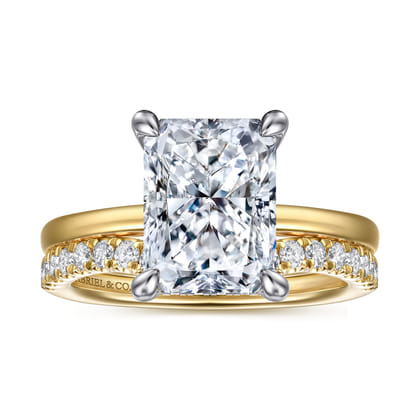 Austria - 14K White-Yellow Gold Radiant Cut Diamond Engagement Ring