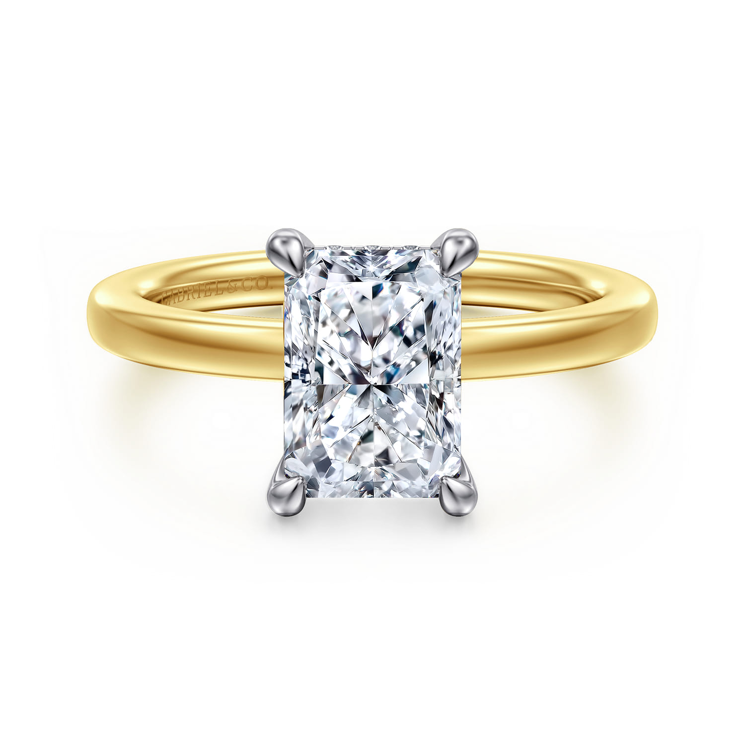 Austria - 14K White-Yellow Gold Radiant Cut Diamond Engagement Ring