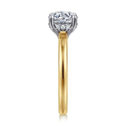 Austria - 14K White-Yellow Gold Round Diamond Engagement Ring