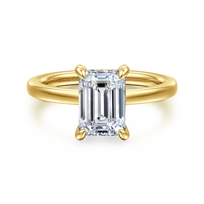 Austria - 14K Yellow Gold Hidden Halo Emerald Cut Diamond Engagement Ring