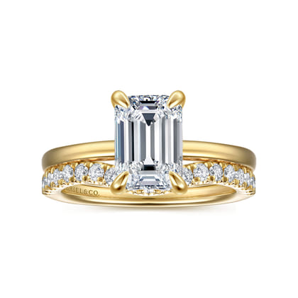 Austria - 14K Yellow Gold Hidden Halo Emerald Cut Diamond Engagement Ring