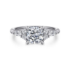 Avah - 14K White Gold Cushion Cut Diamond Cluster Engagement Ring