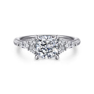 Avah - 14K White Gold Cushion Cut Diamond Cluster Engagement Ring