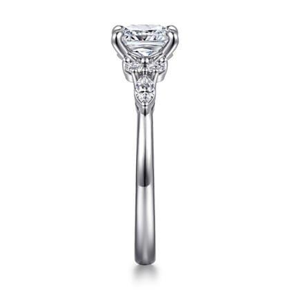 Avah - 14K White Gold Cushion Cut Diamond Cluster Engagement Ring