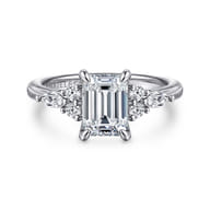 Avah - 14K White Gold Emerald Cut Diamond Cluster Engagement Ring