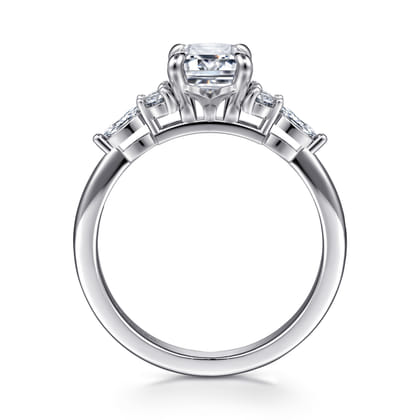 Avah - 14K White Gold Emerald Cut Diamond Cluster Engagement Ring