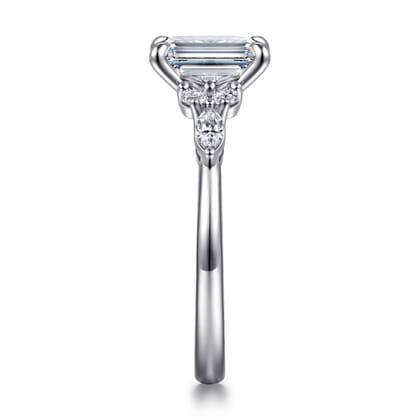 Avah - 14K White Gold Emerald Cut Diamond Cluster Engagement Ring