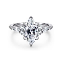 Avah - 14K White Gold Marquise Diamond Cluster Engagement Ring