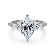 Avah - 14K White Gold Marquise Diamond Cluster Engagement Ring