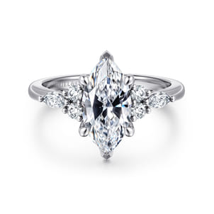Avah - 14K White Gold Marquise Diamond Cluster Engagement Ring