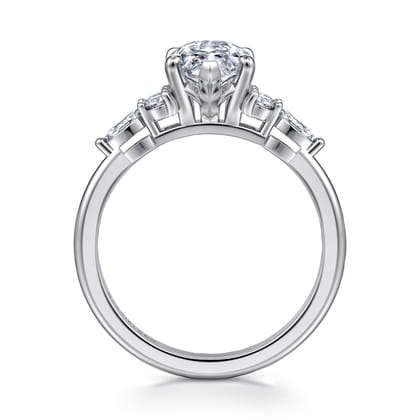Avah - 14K White Gold Marquise Diamond Cluster Engagement Ring