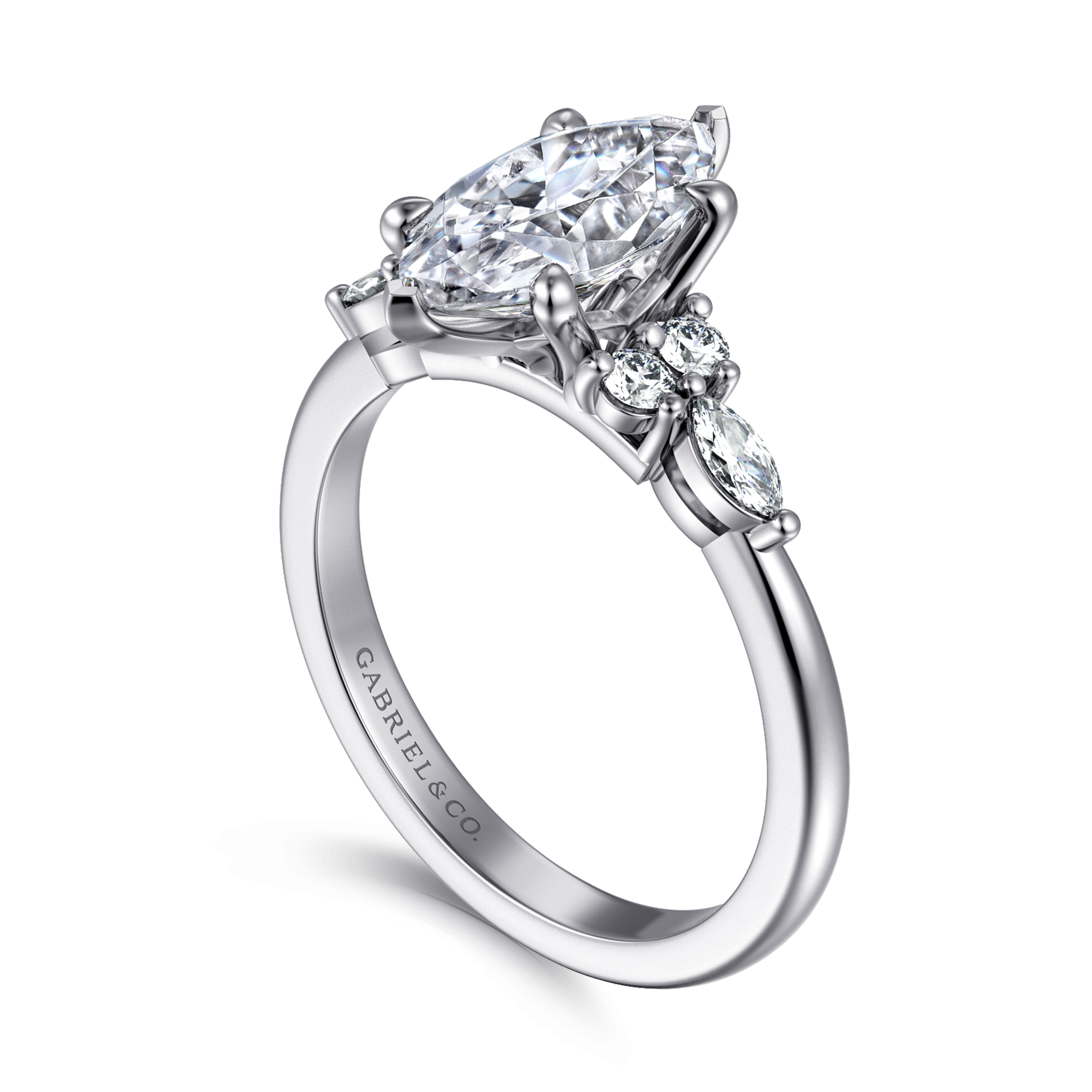 Avah - 14K White Gold Marquise Diamond Cluster Engagement Ring