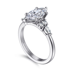 Avah - 14K White Gold Marquise Diamond Cluster Engagement Ring