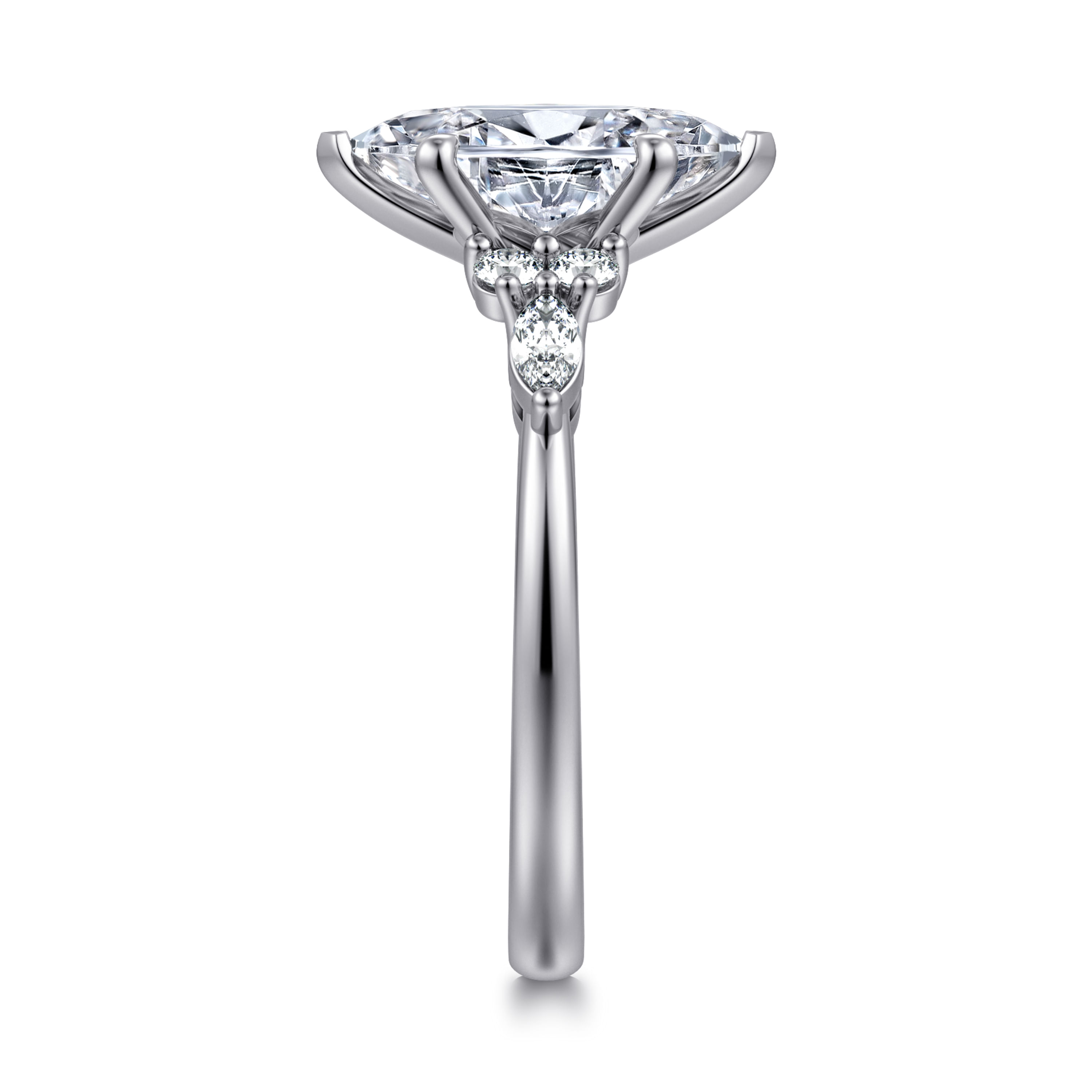 Avah - 14K White Gold Marquise Diamond Cluster Engagement Ring