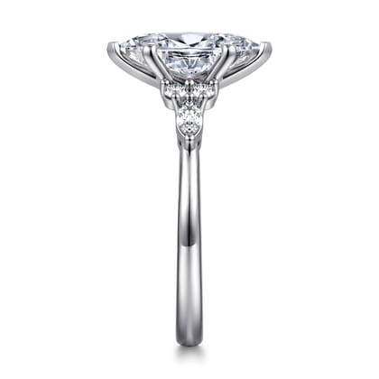 Avah - 14K White Gold Marquise Diamond Cluster Engagement Ring