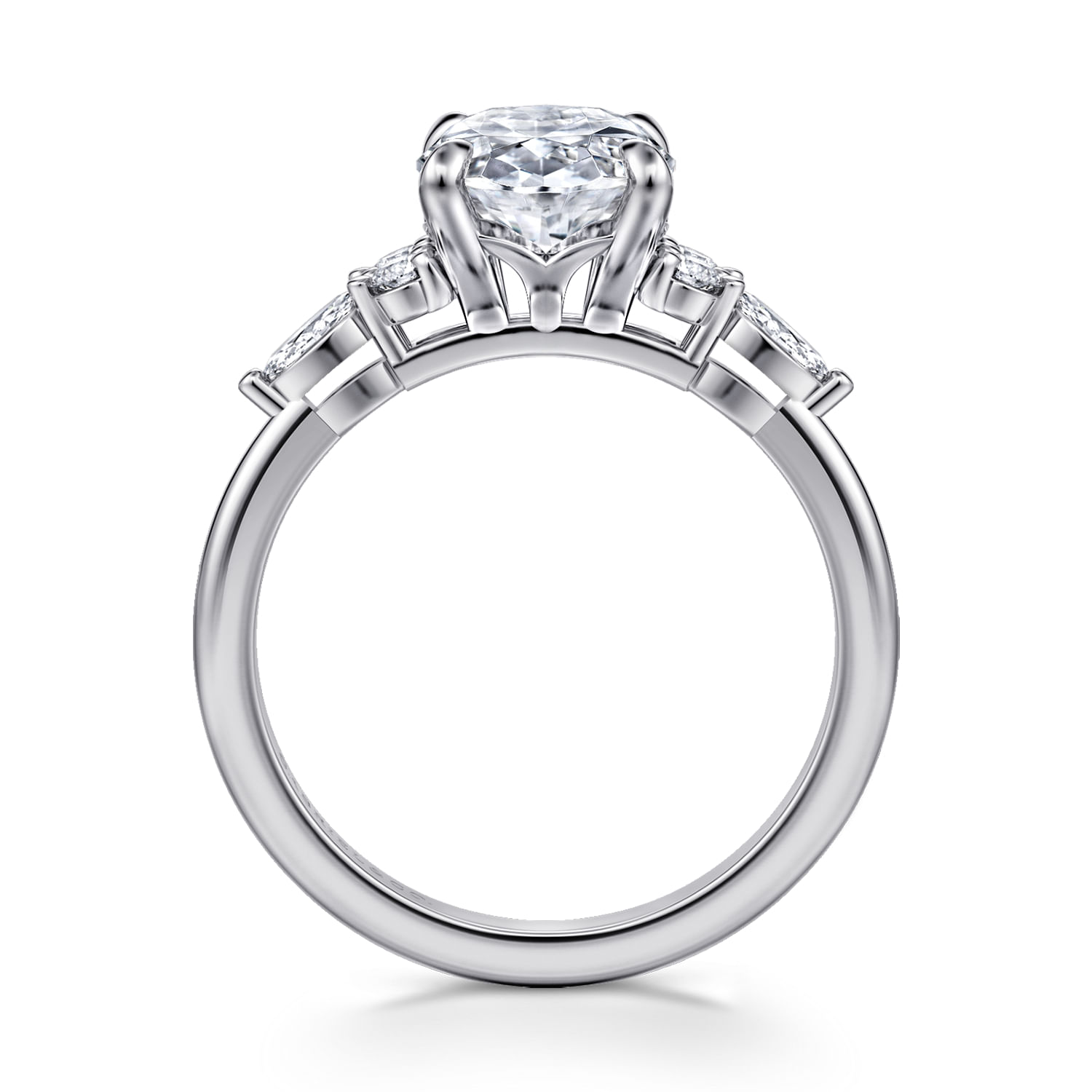 Avah - 14K White Gold Oval Diamond Cluster Engagement Ring